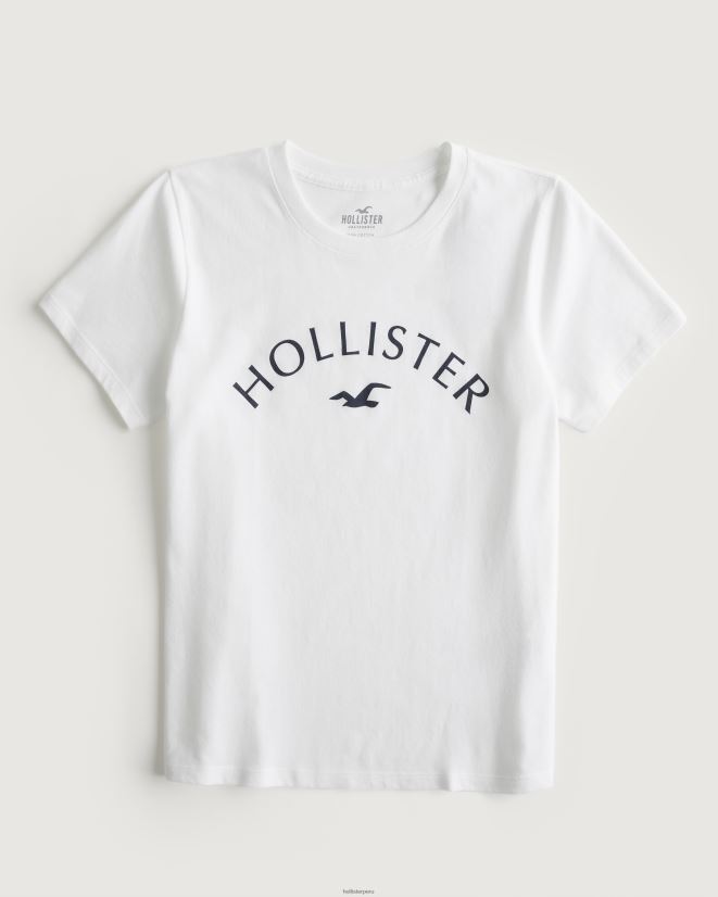 educación física Hollister playera con gráfico de logo fácil blanco 086N62240 mujer tapas