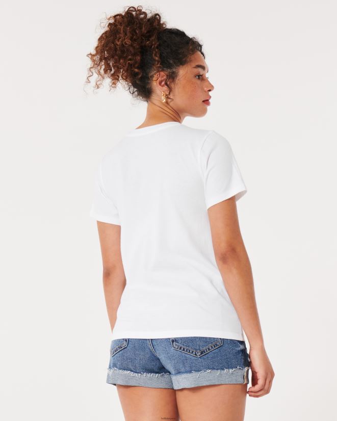 educación física Hollister playera con gráfico de logo fácil blanco 086N62240 mujer tapas