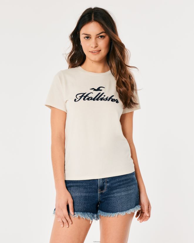 educación física Hollister playera con gráfico de logo fácil crema 086N62211 mujer tapas