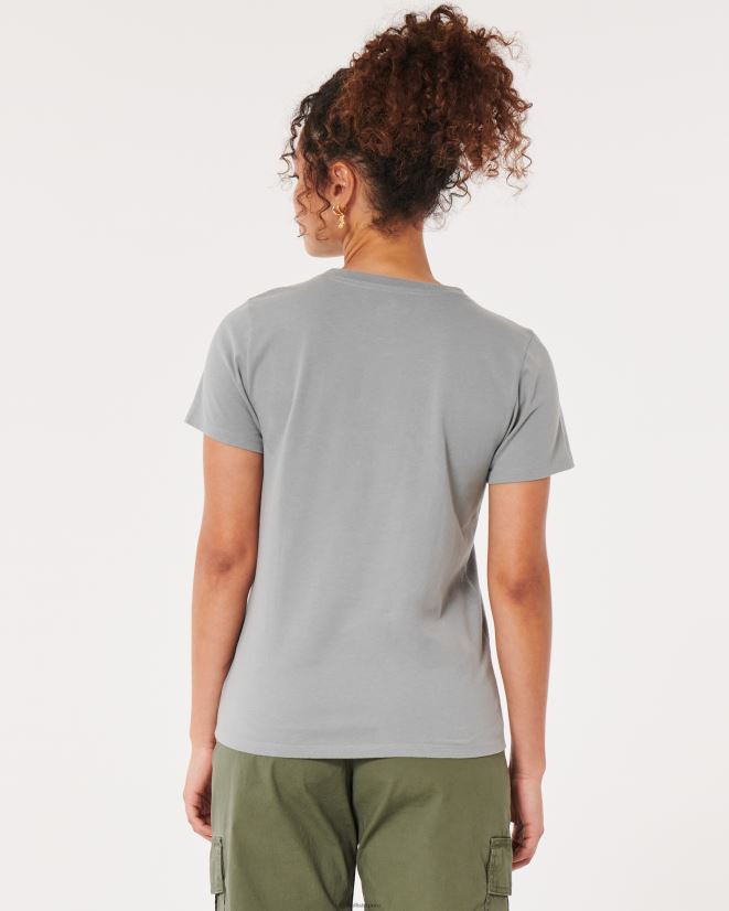 educación física Hollister playera con gráfico de logo fácil plano gris medio 086N62351 mujer tapas