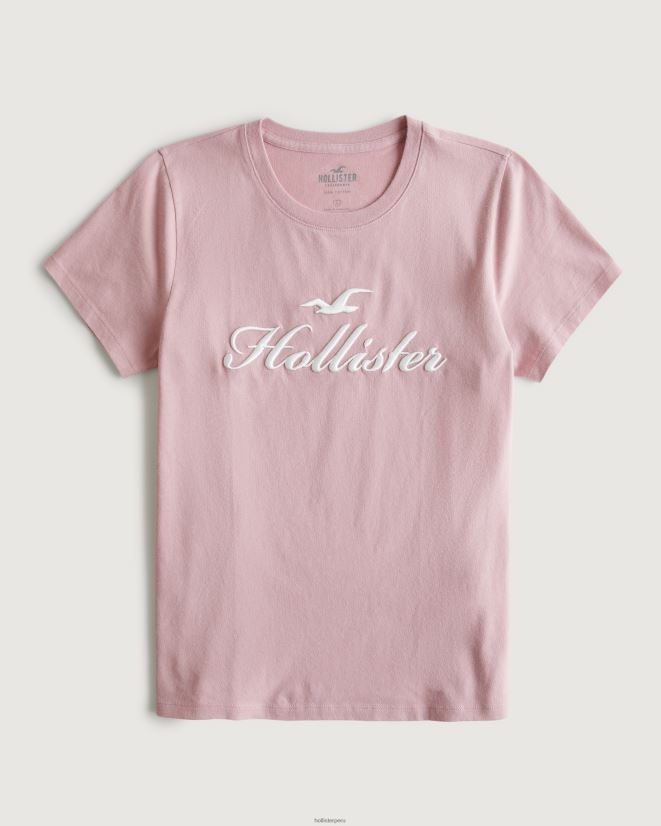 educación física Hollister playera con gráfico de logo fácil rosa 086N62153 mujer tapas