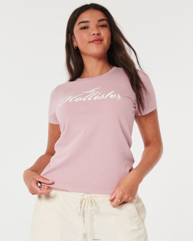educación física Hollister playera con gráfico de logo fácil rosa 086N62153 mujer tapas