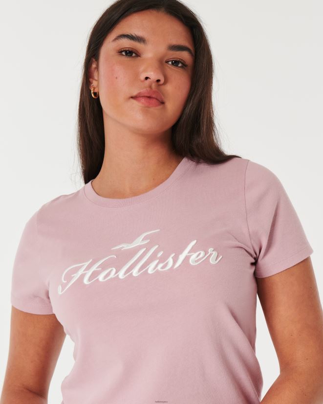educación física Hollister playera con gráfico de logo fácil rosa 086N62153 mujer tapas