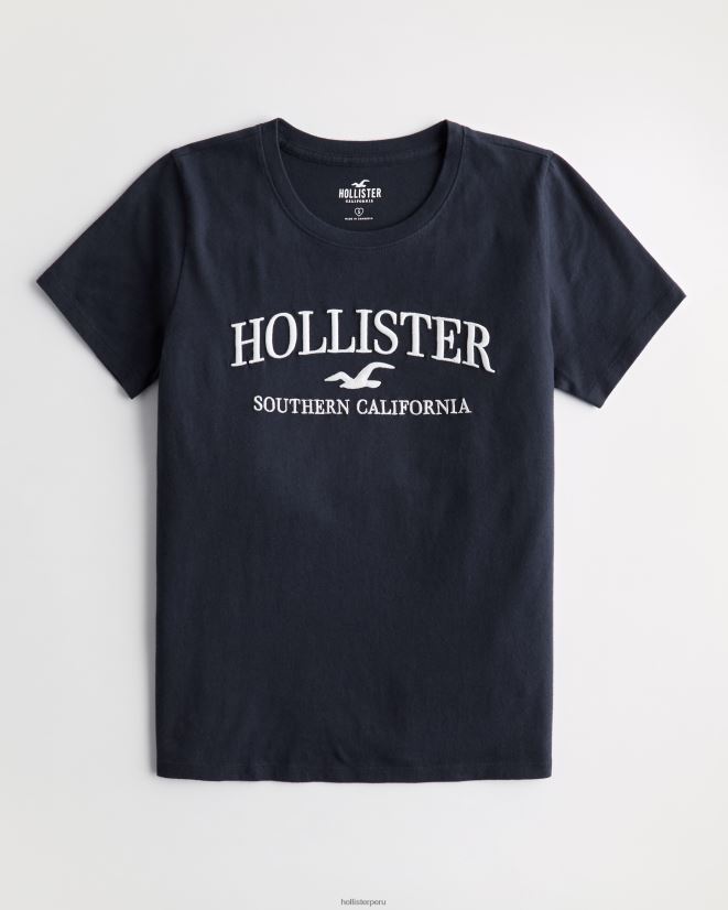 educación física Hollister playera con logo bordado Easy Azul marino 086N62376 mujer tapas