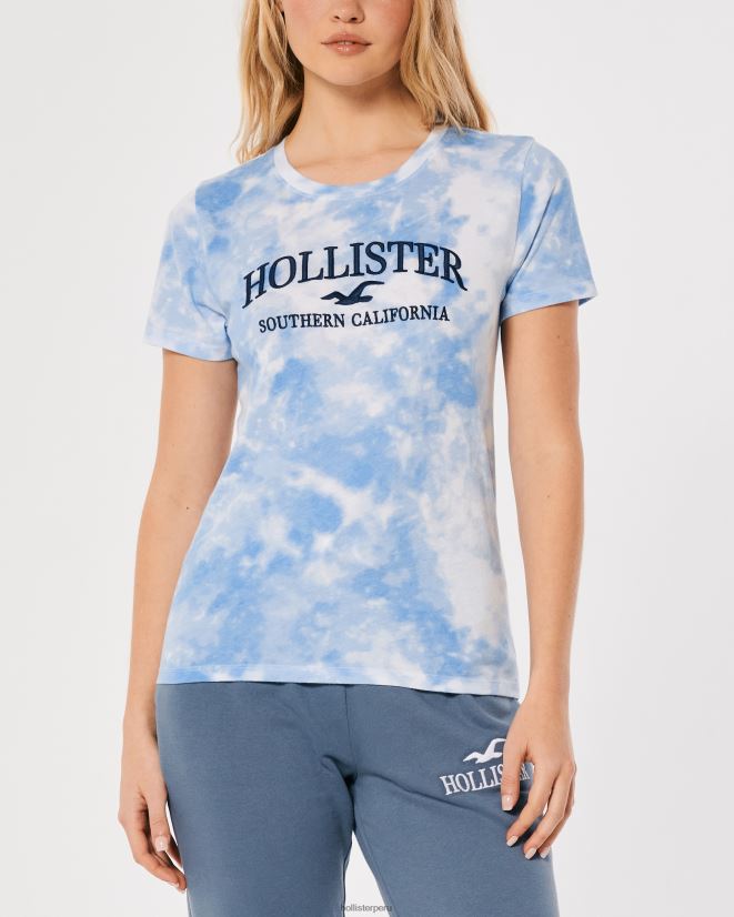 educación física Hollister playera con logo bordado Easy teñido anudado azul 086N62161 mujer tapas