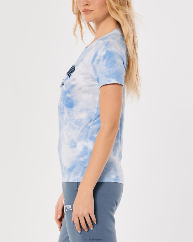 educación física Hollister playera con logo bordado Easy teñido anudado azul 086N62161 mujer tapas