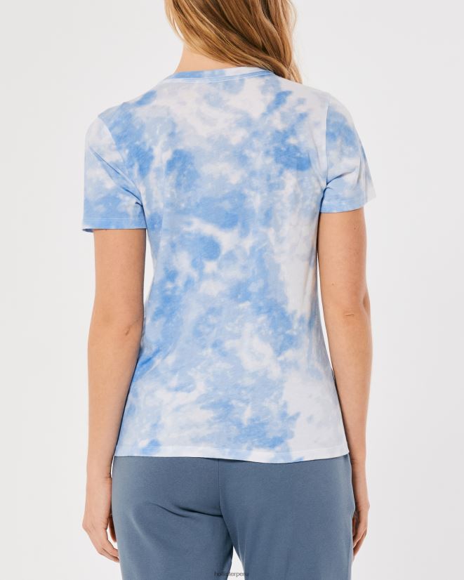 educación física Hollister playera con logo bordado Easy teñido anudado azul 086N62161 mujer tapas