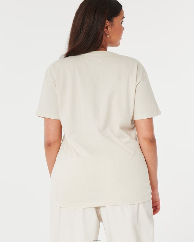educación física Hollister playera extragrande con gráfico estéreo en el interior crema 086N62229 mujer tapas