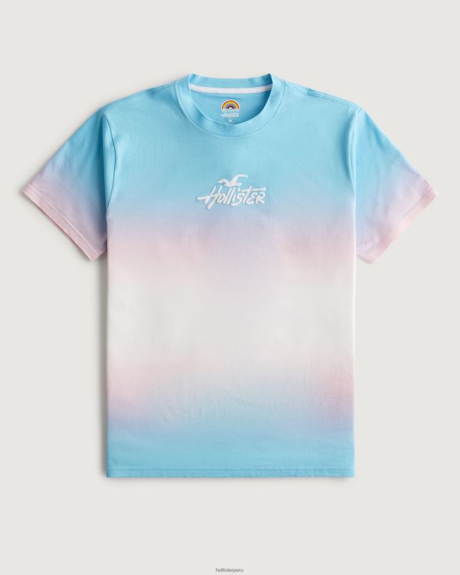 educación física Hollister playera orgullosa con logo relajado tie-dye azul claro 086N62120 mujer tapas