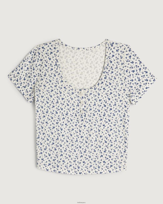 educación física Hollister Camiseta Gilly Hicks Jersey acanalado para dormir para bebé. flores blancas 086N62139 mujer tapas