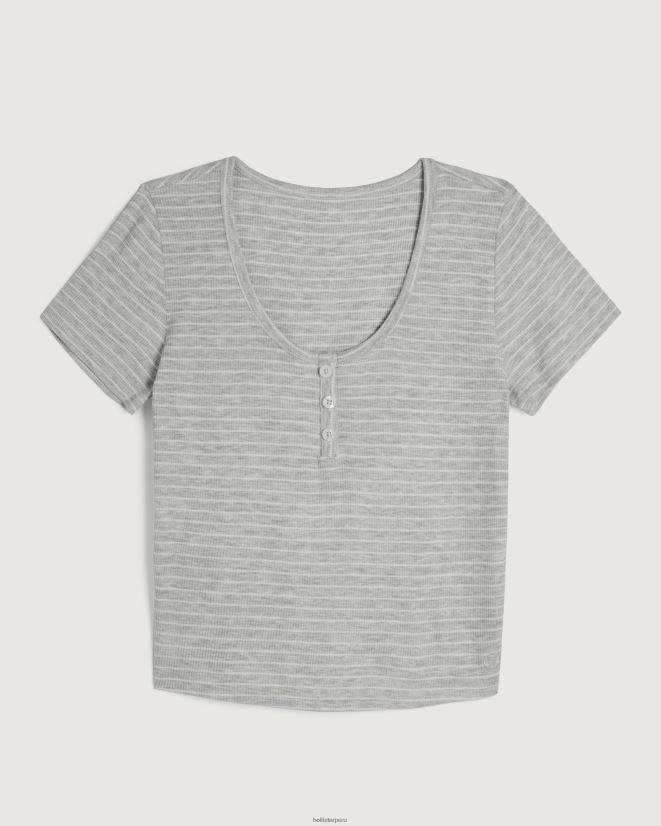educación física Hollister Camiseta Gilly Hicks Jersey acanalado para dormir para bebé. franja gris claro 086N62443 mujer tapas