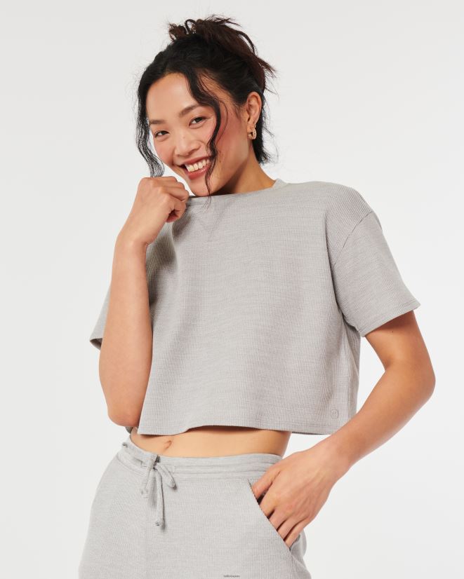 educación física Hollister Camiseta con micro gofres de Gilly Hicks gris claro 086N62134 mujer tapas