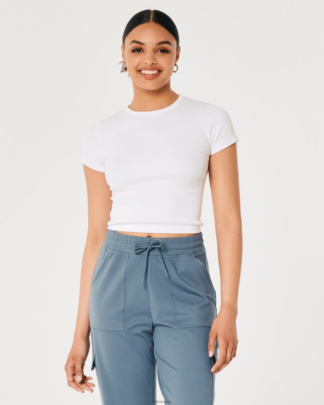 educación física Hollister camiseta Gilly Hicks Active sin costuras blanco 086N62314 mujer tapas