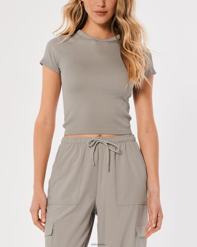 educación física Hollister camiseta Gilly Hicks Active sin costuras gris pardo 086N62309 mujer tapas