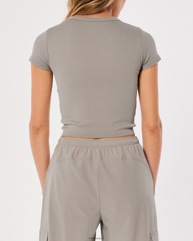 educación física Hollister camiseta Gilly Hicks Active sin costuras gris pardo 086N62309 mujer tapas