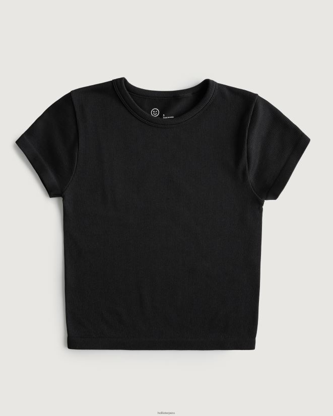 educación física Hollister camiseta Gilly Hicks Active sin costuras negro 086N62344 mujer tapas