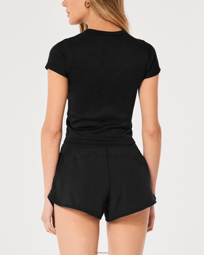 educación física Hollister camiseta Gilly Hicks Active sin costuras negro 086N62344 mujer tapas