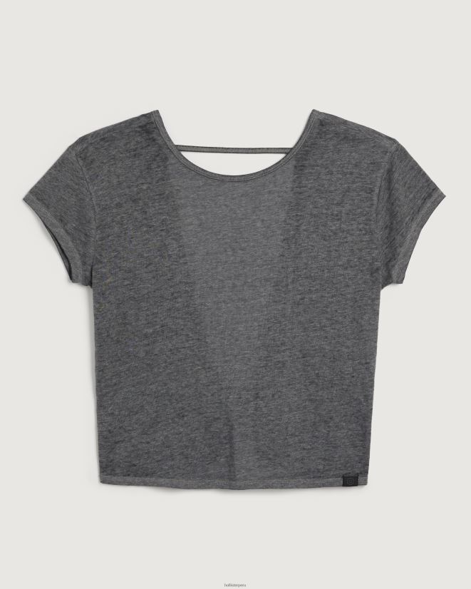 educación física Hollister camiseta con espalda abierta gilly hicks gris oscuro 086N62307 mujer tapas