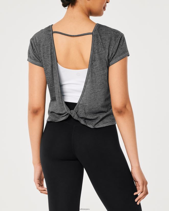 educación física Hollister camiseta con espalda abierta gilly hicks gris oscuro 086N62307 mujer tapas