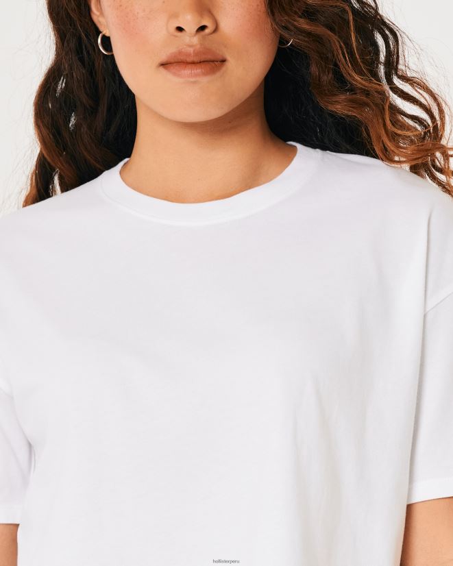 educación física Hollister camiseta corta de manga corta blanco 086N62169 mujer tapas