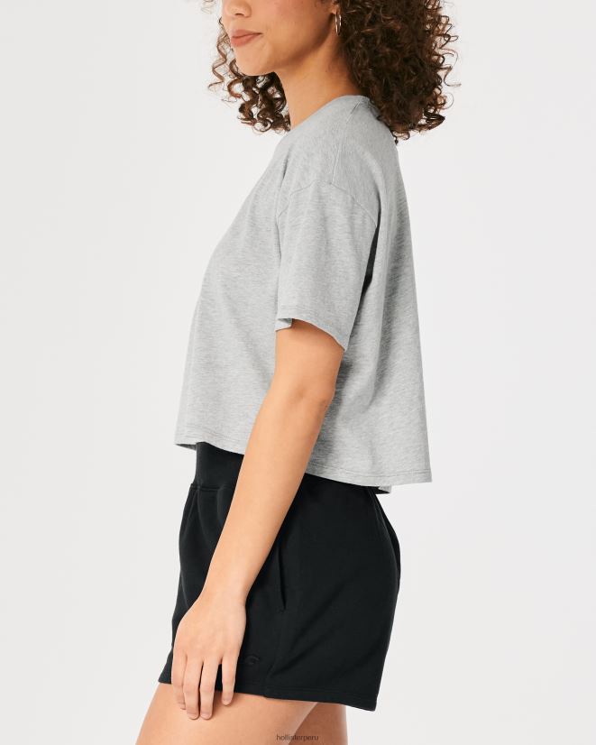 educación física Hollister camiseta corta de manga corta gris jaspeado claro 086N62292 mujer tapas