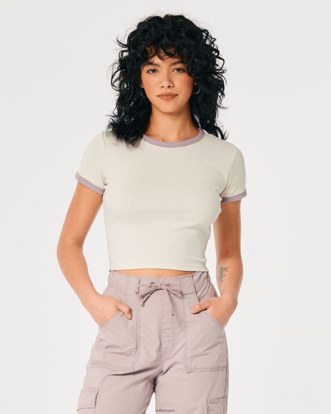 educación física Hollister camiseta de algodón para bebé crema 086N62231 mujer tapas