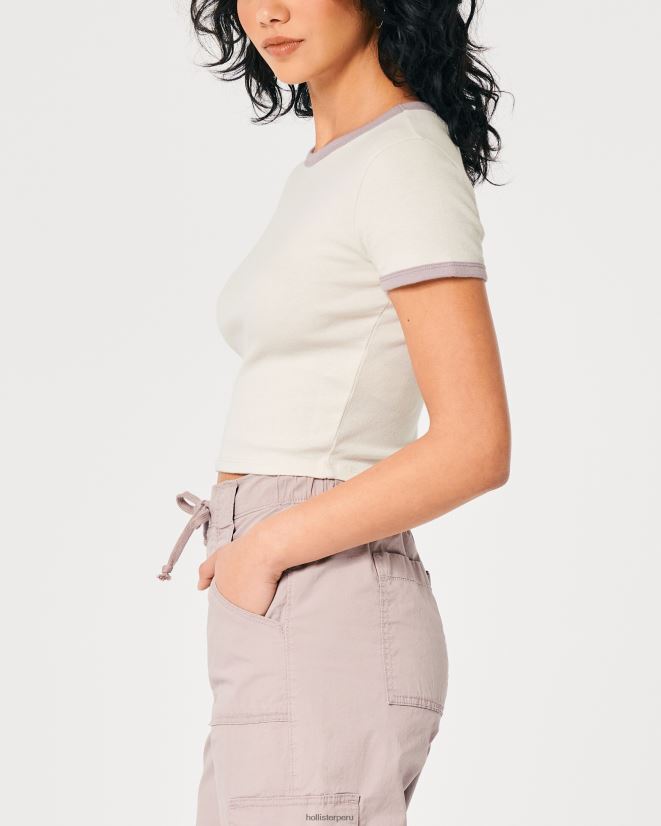 educación física Hollister camiseta de algodón para bebé crema 086N62231 mujer tapas