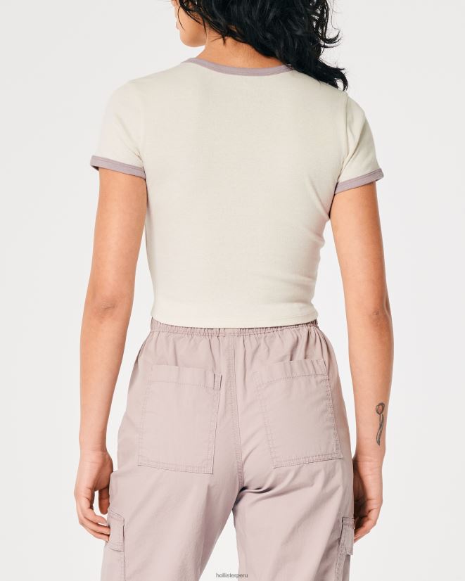 educación física Hollister camiseta de algodón para bebé crema 086N62231 mujer tapas