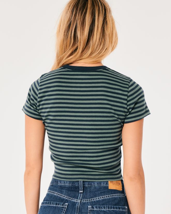 educación física Hollister camiseta de algodón para bebé franja azul marino 086N6221 mujer tapas