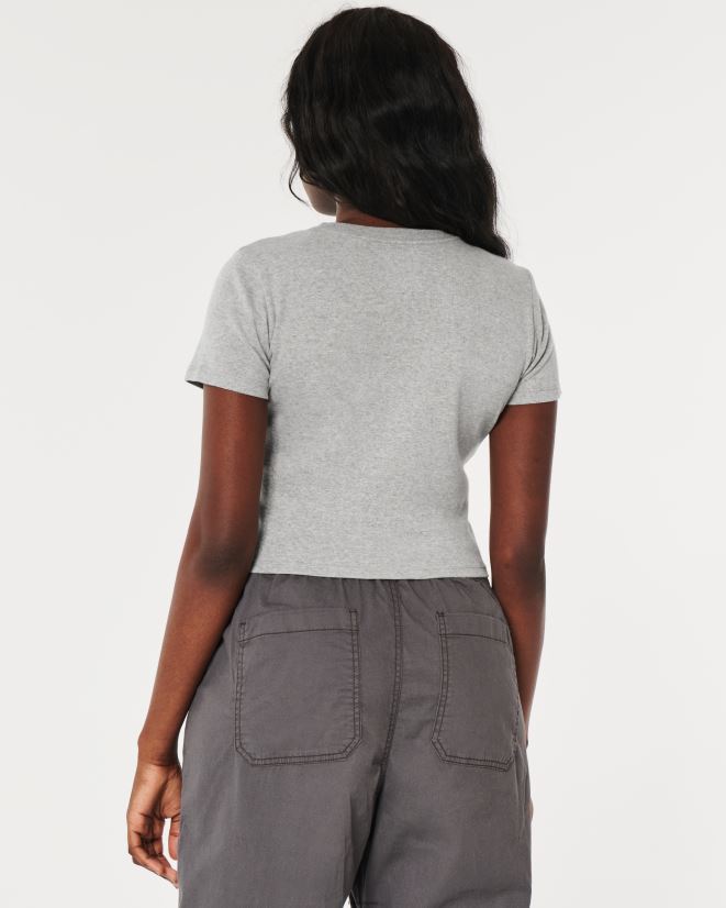 educación física Hollister camiseta de algodón para bebé gris jaspeado claro 086N6224 mujer tapas