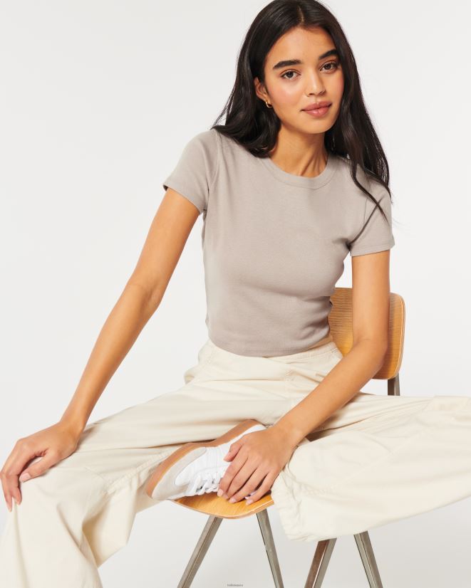 educación física Hollister camiseta de algodón para bebé gris pardo 086N6213 mujer tapas