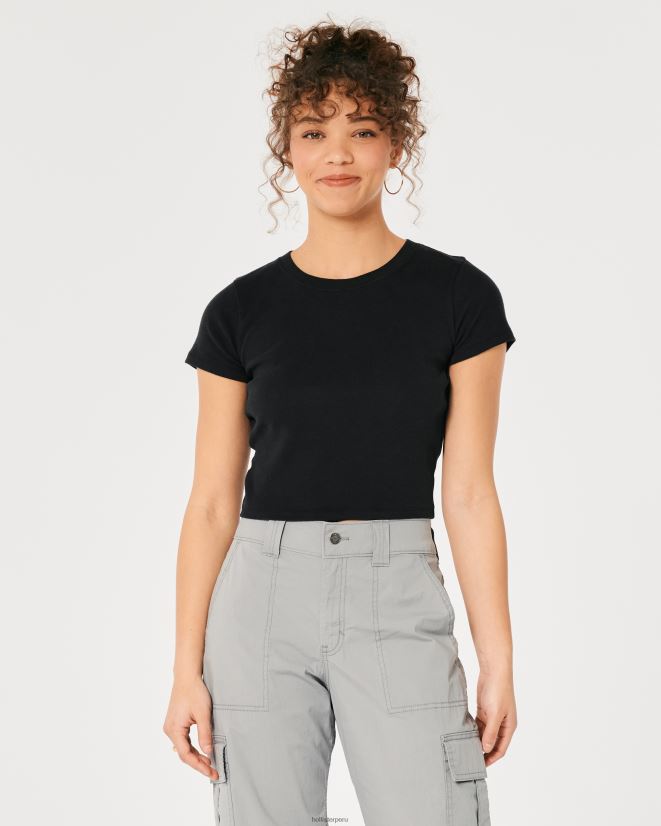 educación física Hollister camiseta de algodón para bebé negro 086N623 mujer tapas