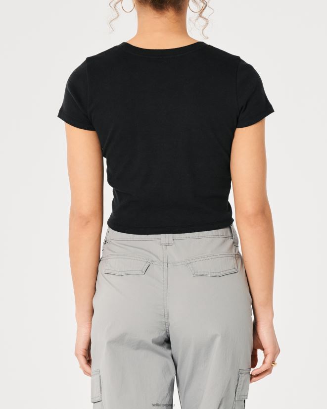 educación física Hollister camiseta de algodón para bebé negro 086N623 mujer tapas