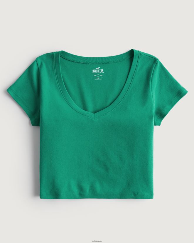 educación física Hollister camiseta de bebé con cuello en v verde 086N62251 mujer tapas