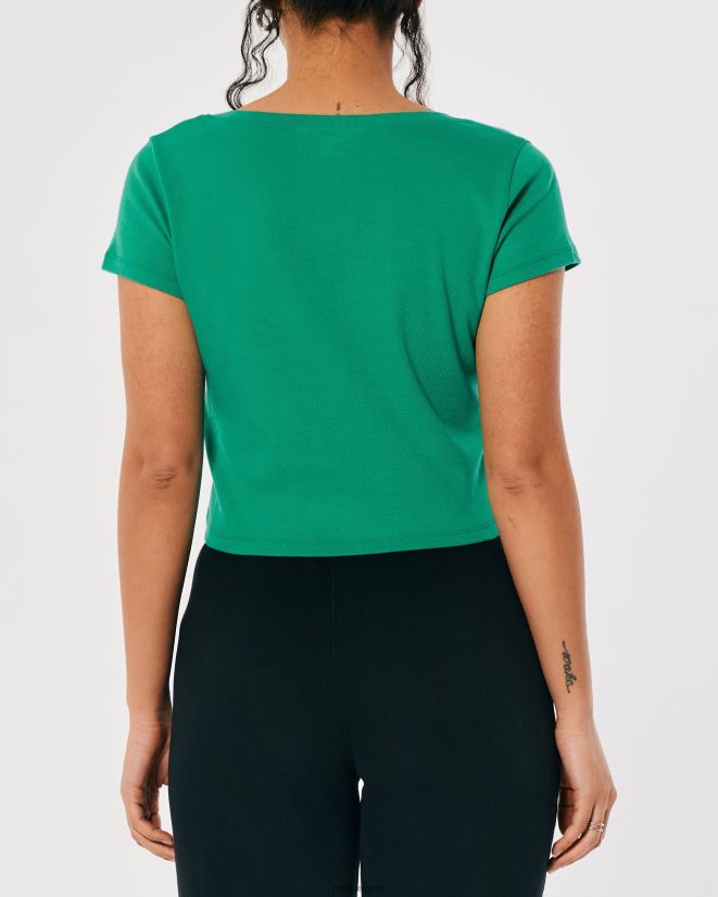 educación física Hollister camiseta de bebé con cuello en v verde 086N62251 mujer tapas