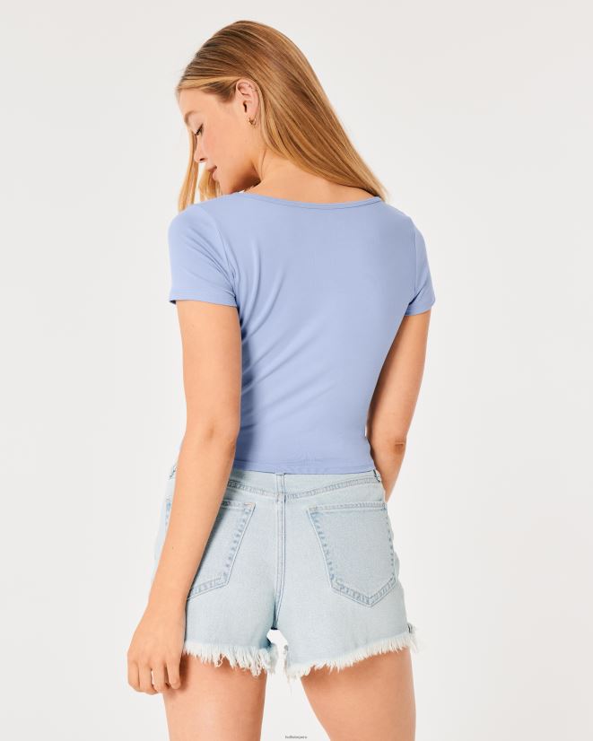 educación física Hollister camiseta de bebé de tejido sin costuras con cuello cuadrado púrpura 086N62150 mujer tapas