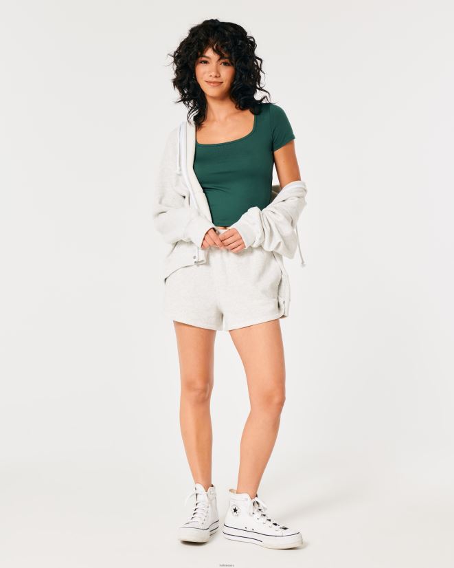 educación física Hollister camiseta de bebé de tejido sin costuras con cuello cuadrado verde 086N62148 mujer tapas