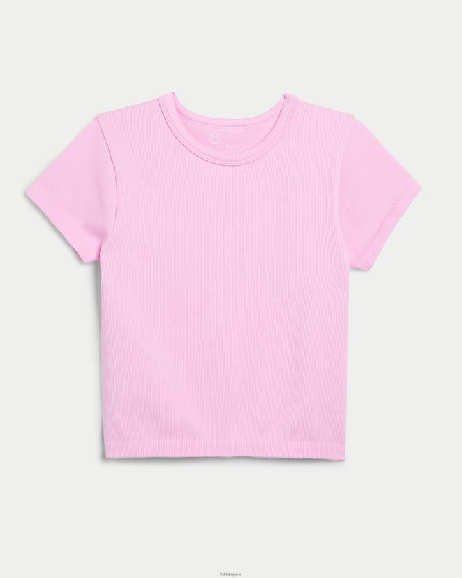 educación física Hollister camiseta de bebé sin costuras de canalé gilly hicks Rosa claro 086N62185 mujer tapas