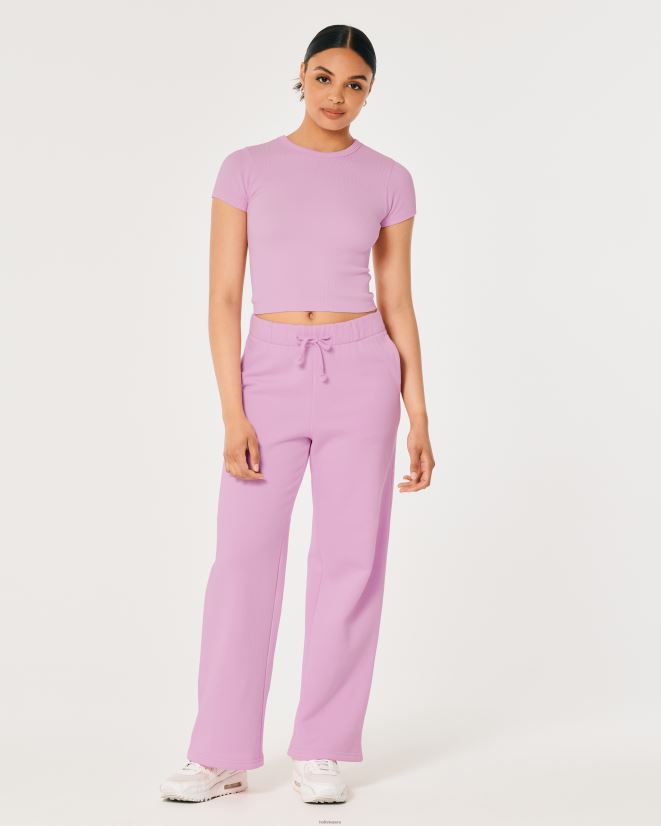 educación física Hollister camiseta de bebé sin costuras de canalé gilly hicks Rosa claro 086N62185 mujer tapas