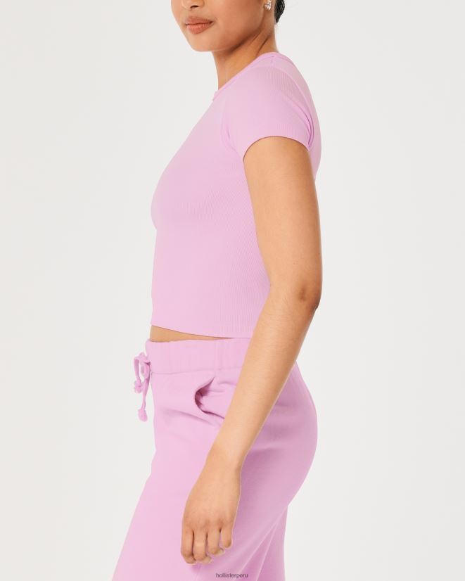 educación física Hollister camiseta de bebé sin costuras de canalé gilly hicks Rosa claro 086N62185 mujer tapas