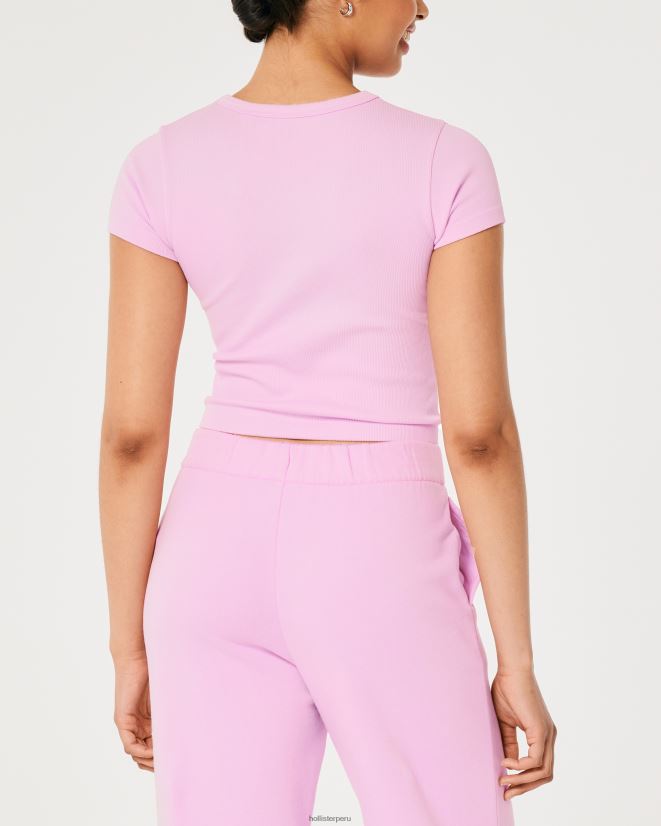 educación física Hollister camiseta de bebé sin costuras de canalé gilly hicks Rosa claro 086N62185 mujer tapas