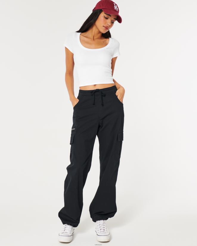 educación física Hollister camiseta de canalé con escote redondo blanco 086N6299 mujer tapas