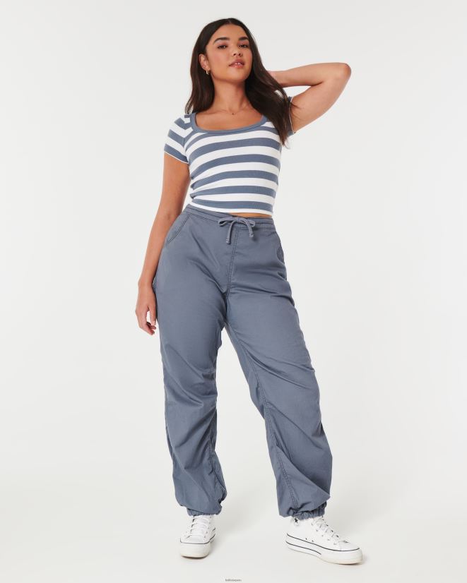 educación física Hollister camiseta de canalé con escote redondo raya blanca 086N62137 mujer tapas