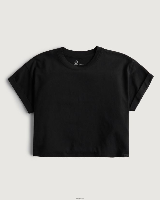 educación física Hollister camiseta de cuello redondo Gilly Hicks Active Essentials negro 086N62183 mujer tapas
