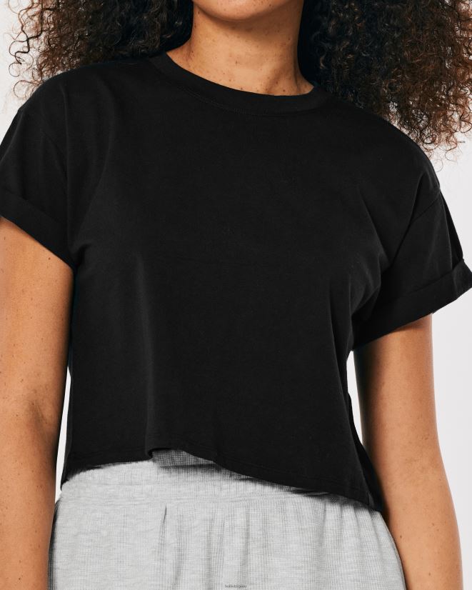 educación física Hollister camiseta de cuello redondo Gilly Hicks Active Essentials negro 086N62183 mujer tapas