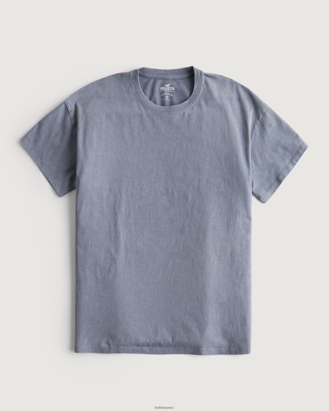 educación física Hollister camiseta oversize con cuello redondo azul 086N6263 mujer tapas