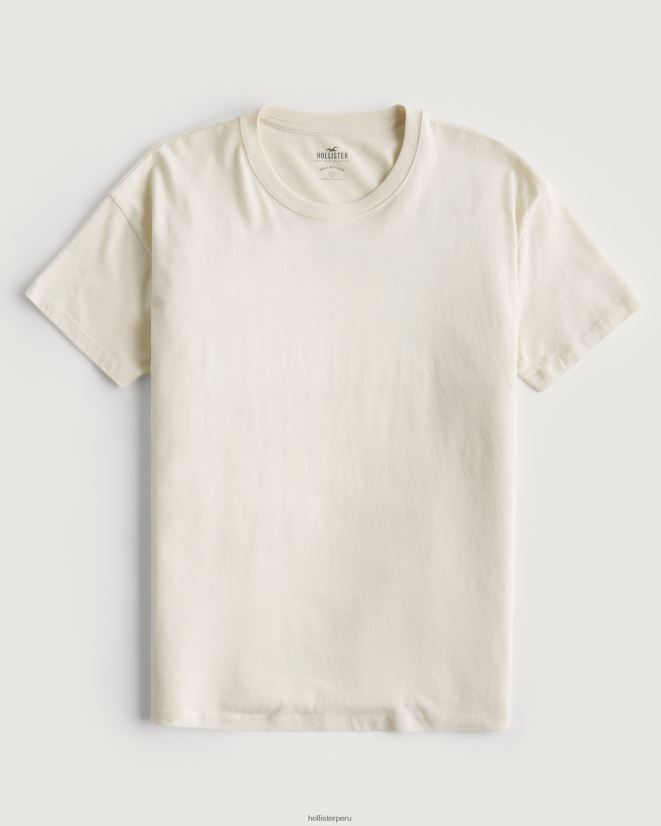 educación física Hollister camiseta oversize con cuello redondo crema 086N62113 mujer tapas
