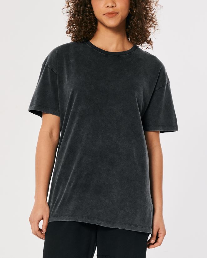 educación física Hollister camiseta oversize con cuello redondo negro 086N6289 mujer tapas