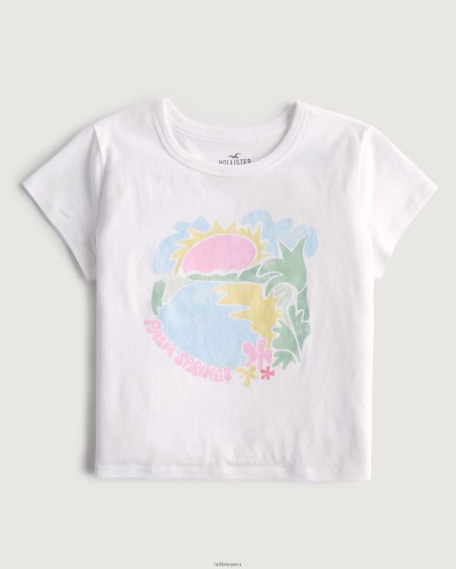 educación física Hollister camiseta para bebé Gráfico relajado de Palm Springs blanco y azul 086N62333 mujer tapas