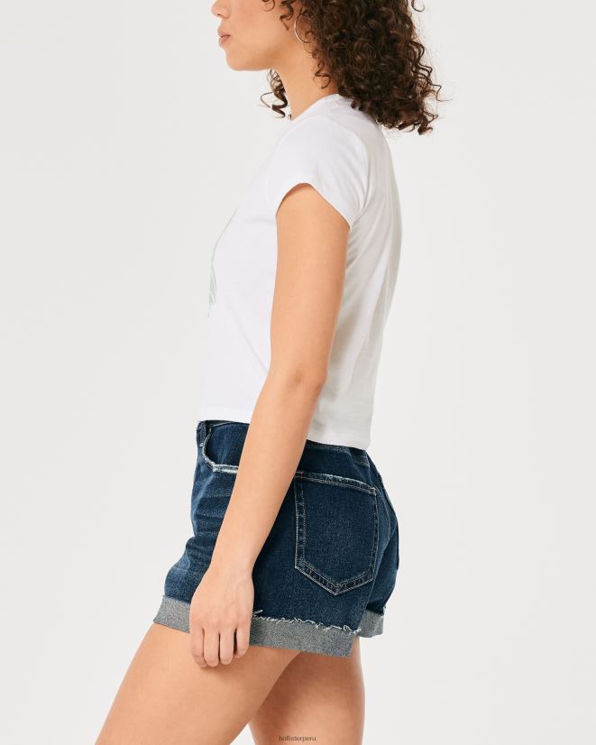 educación física Hollister camiseta para bebé Gráfico relajado de Palm Springs blanco y azul 086N62333 mujer tapas